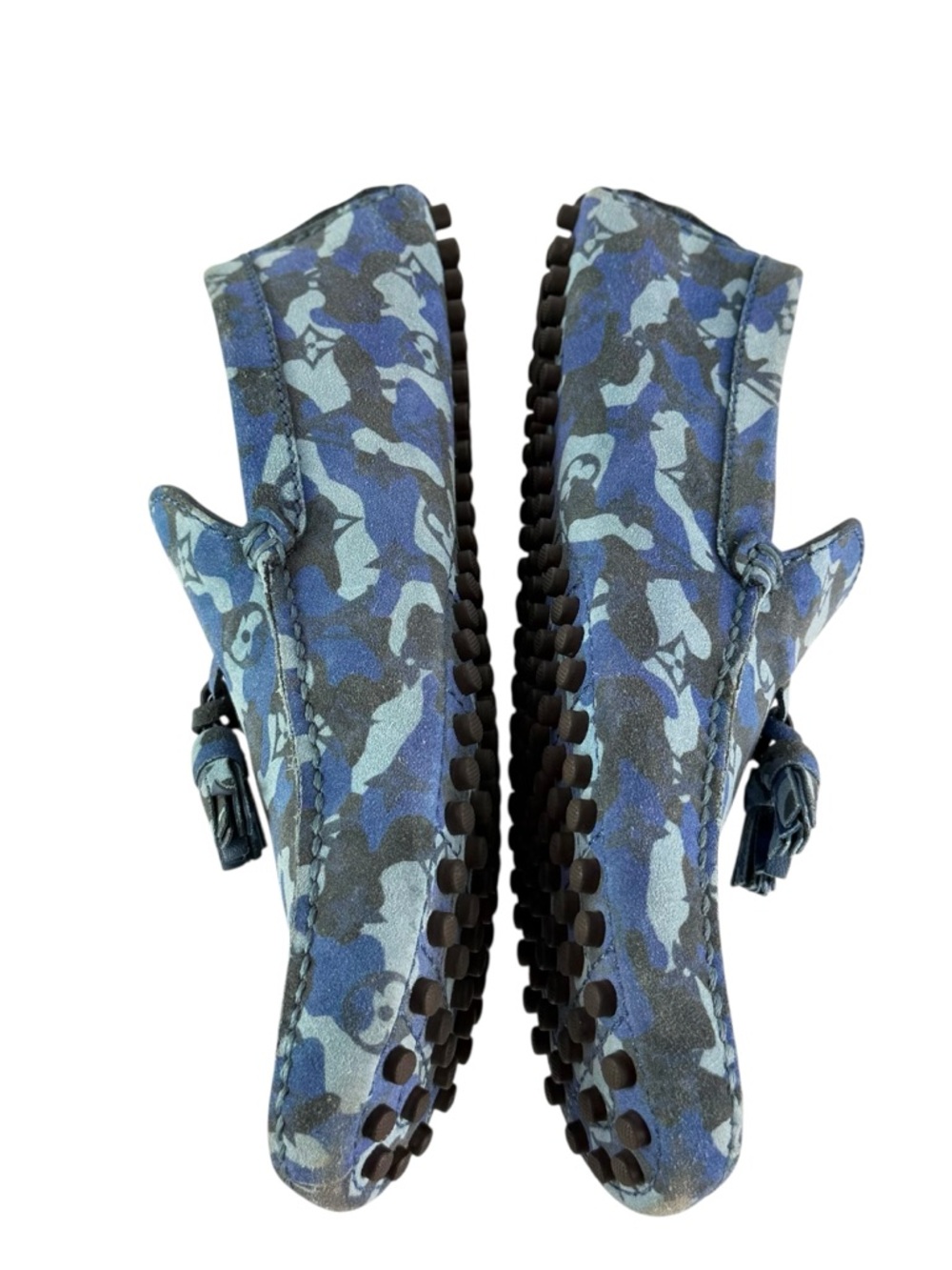 LOUIS VUITTON Palm Spring Blue Camo Suede Men's Mocassin 7UK - 8US - Picture 12 of 14